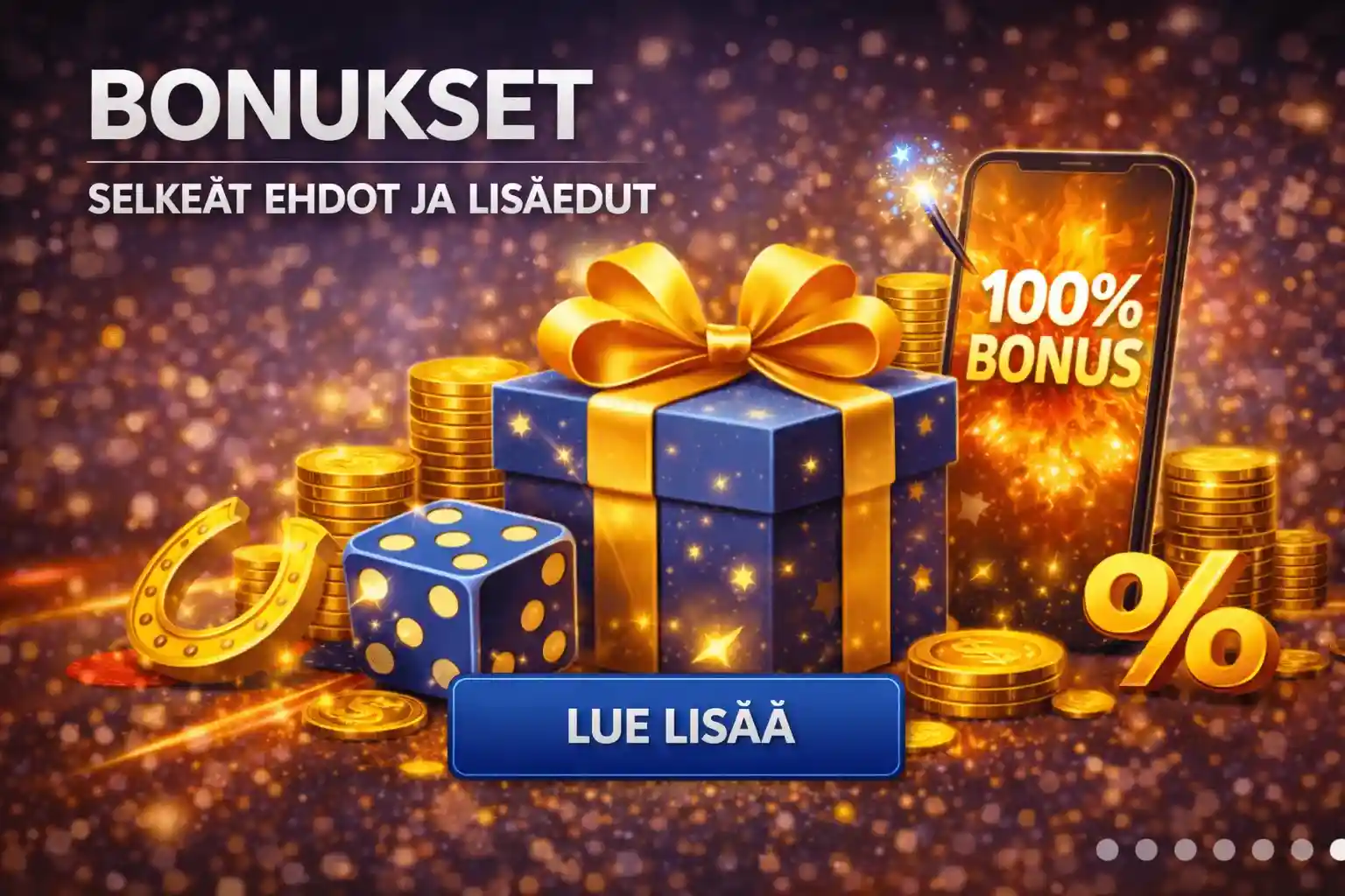 Bonuslahja, kolikot ja tarjoukset kasinoteemaisessa kuvassa